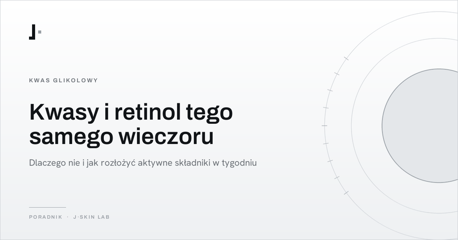 Okładka artykułu „Kwasy i retinol tego samego wieczoru — dlaczego nie i jak rozłożyć aktywne składniki w tygodniu” — J·SKIN LAB