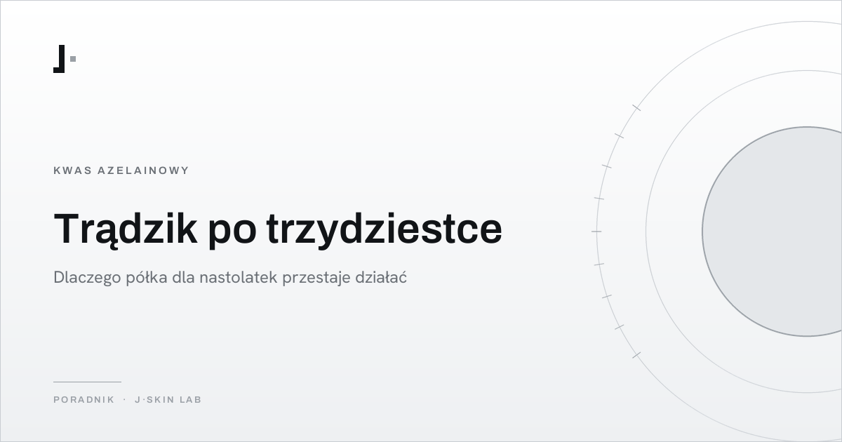 Okładka artykułu „Trądzik po trzydziestce — dlaczego półka dla nastolatek przestaje działać” — J·SKIN LAB