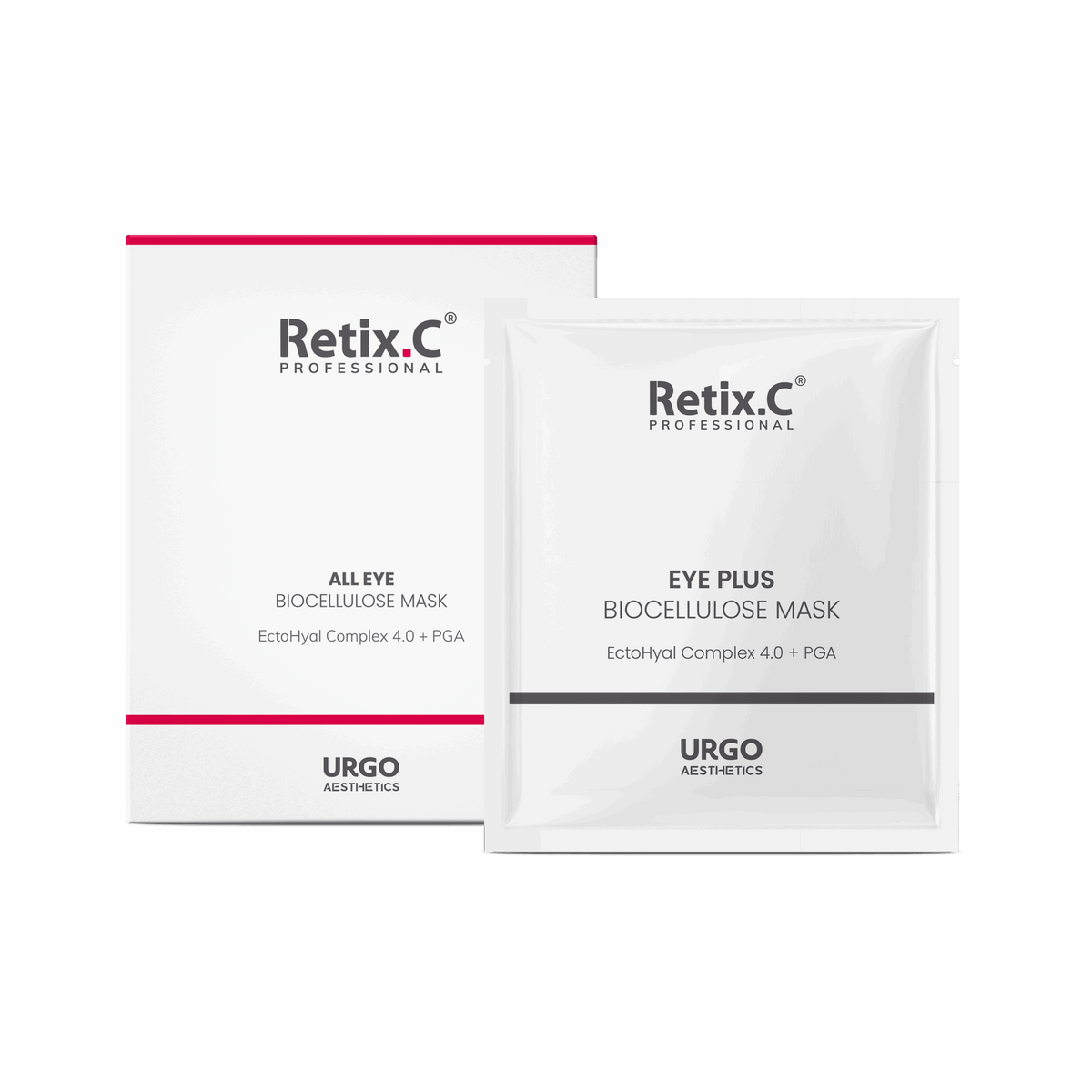 Retix.C ALL EYE Biocellulose Mask — opakowanie i saszetka maski biocelulozowej na okolice oczu
