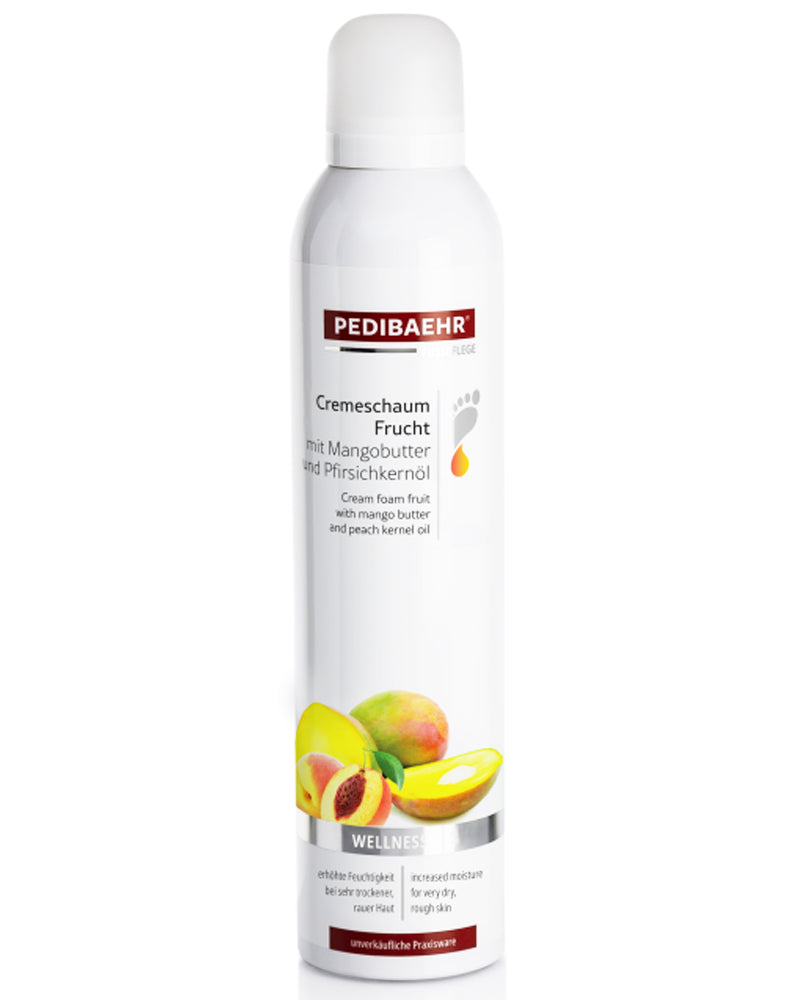 Pedibaehr Wellness espuma frutal para la piel de fórmula ligera 300 ml — hidrata el estrato córneo reseco de pies y cuerpo, fórmula ligera