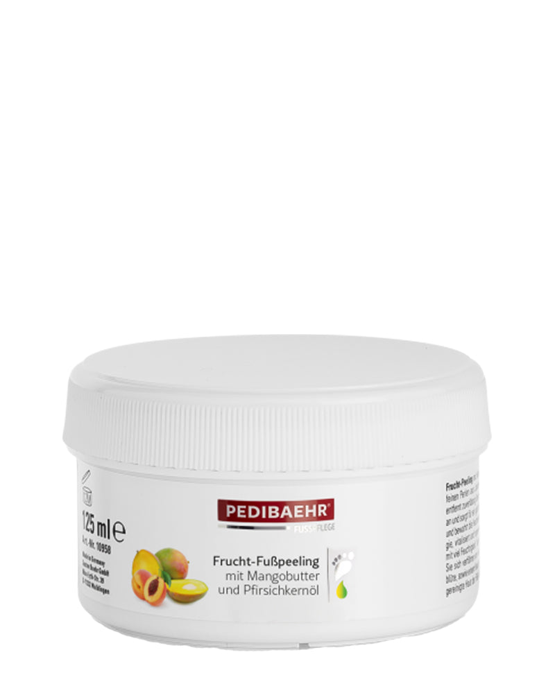 Pedibaehr Wellness feuchtigkeitsspendendes Zuckerpeeling mit Mangobutter 125 ml — entfernt abgestorbene Hautzellen und spendet Feuchtigkeit für Fuß- und Körperhaut