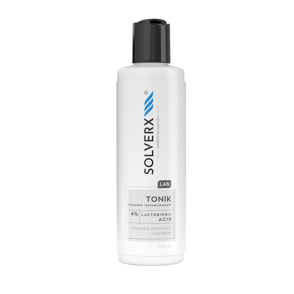 Solverx LAB Tonic med 4% laktobionsyra 250 ml — exfolierar känslig hud skonsamt