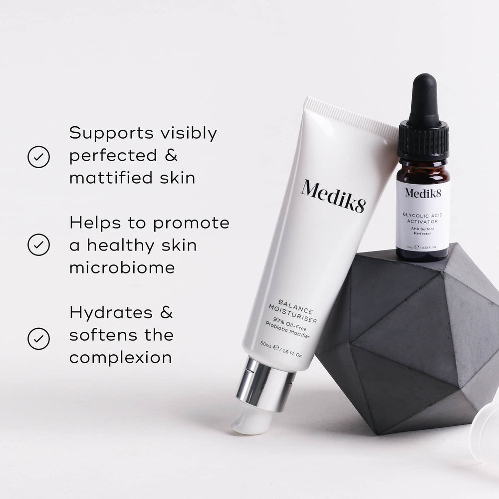 Medik8 Balance Moisturiser & Glycolic Acid Activator — Set für problematische Haut