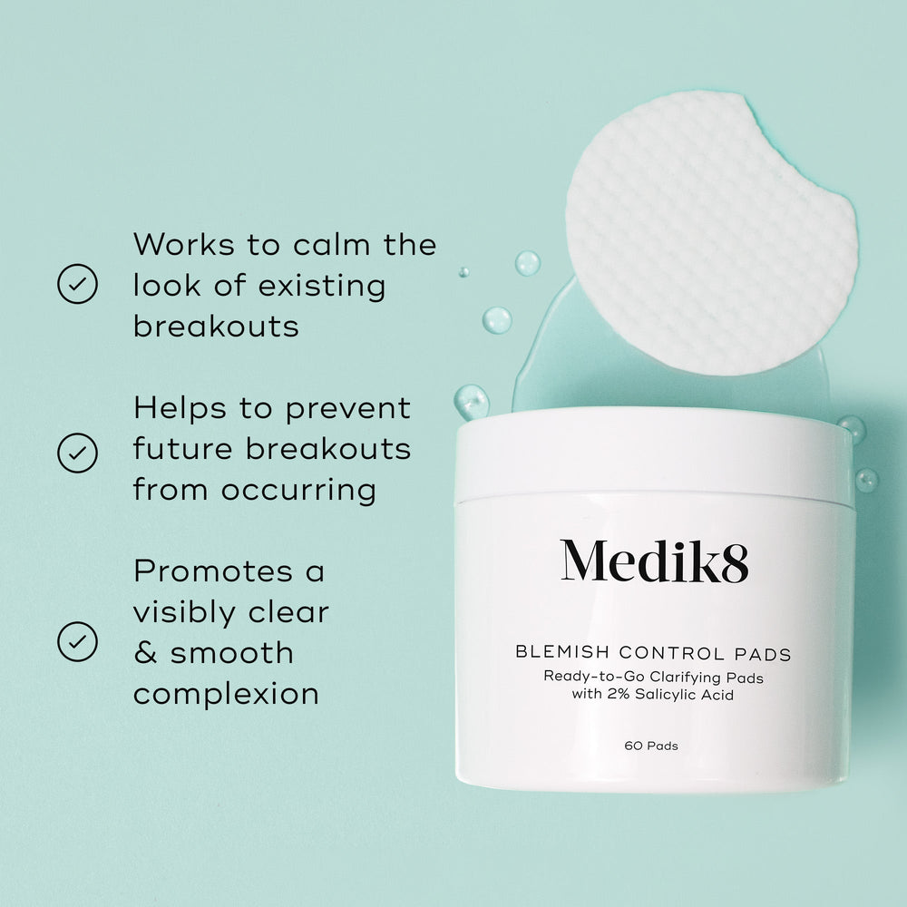 Medik8 Blemish Control Pads — płatki z 2% kwasem salicylowym, dla skóry z niedoskonałościami
