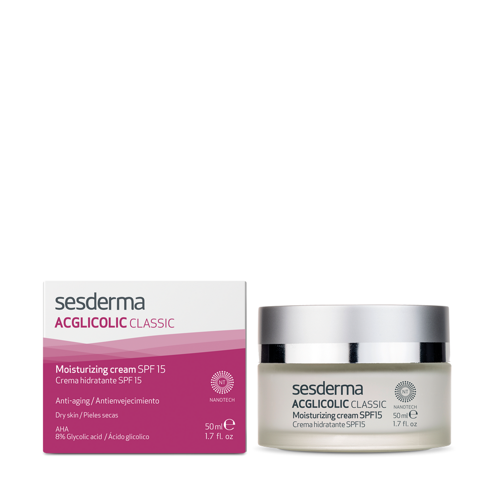 Sesderma Acglicolic Classic Krém SPF15 — peelingovo-hydratačný krém s filtrom na deň