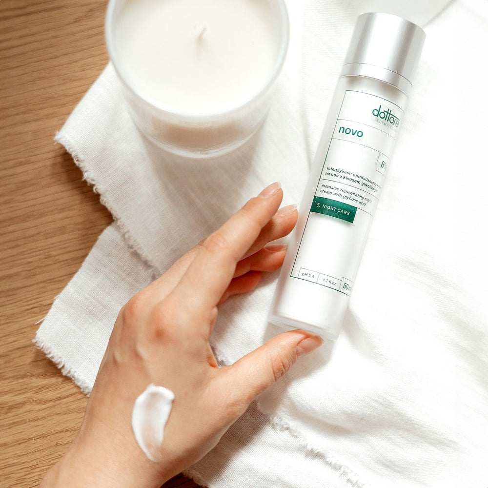Dottore Novo verjüngende Creme mit 8% Glykolsäure — für die Nacht