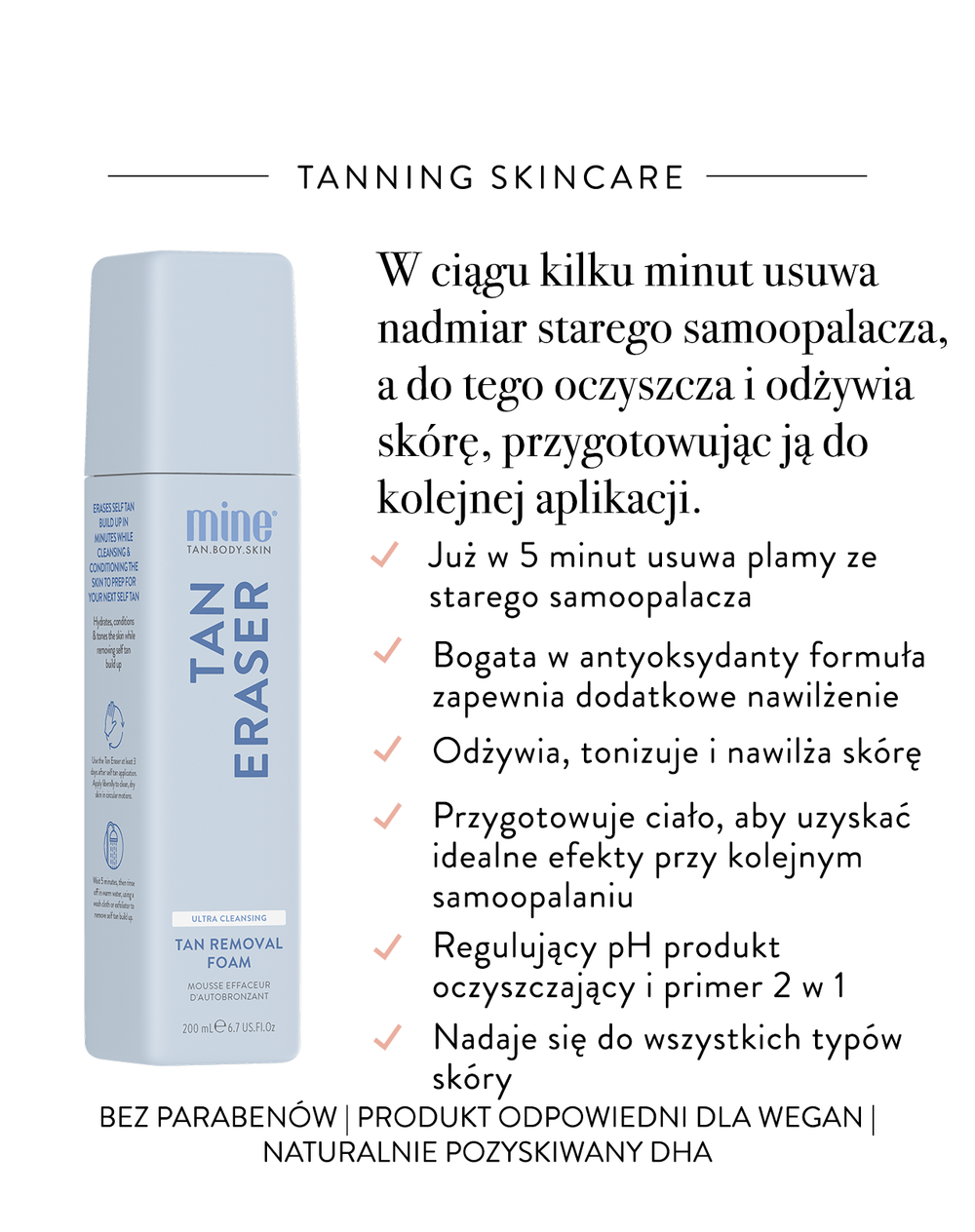 MineTan Tan Eraser — Schaum zur Entfernung von Selbstbräuner 200 ml