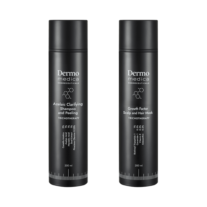 DermoMedica Set Azelaic Clarifying Shampoo and Peeling und Growth Factor Scalp and Hair Mask