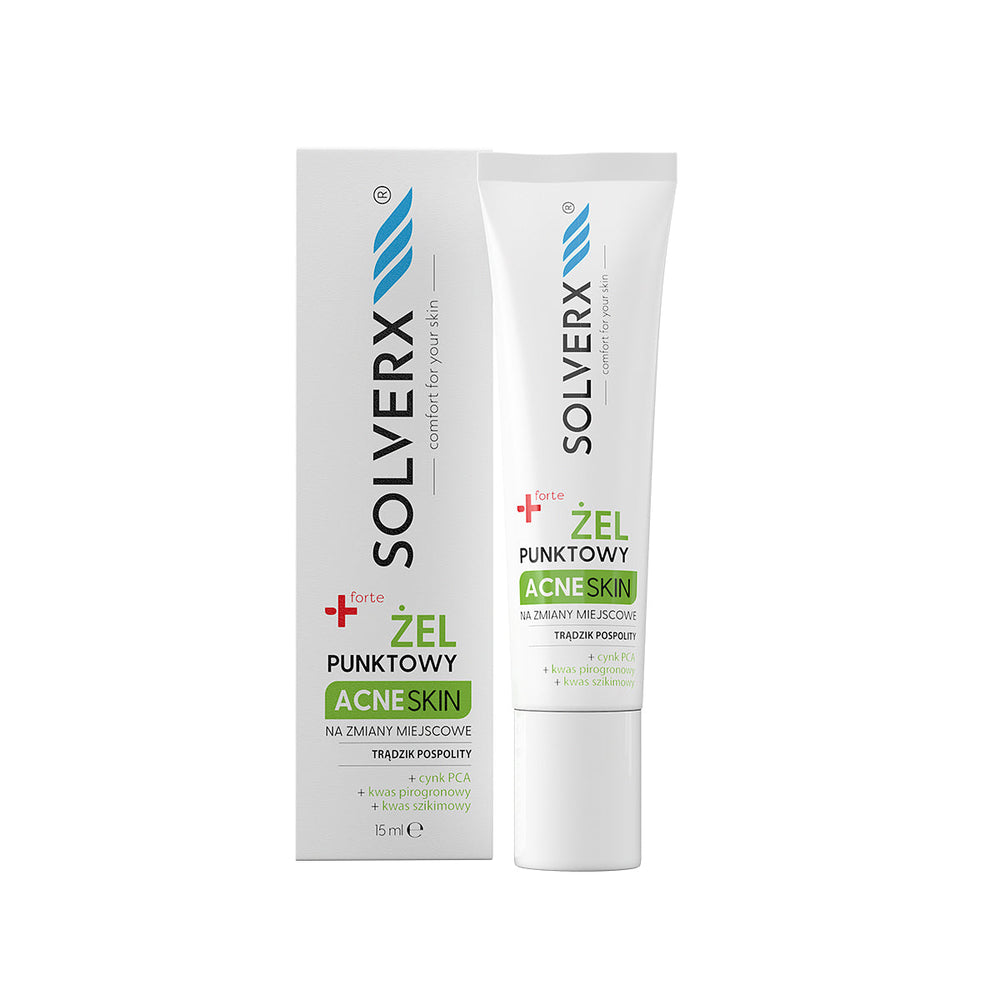 Solverx Acne Skin gel punctual pentru acnee — acțiune locală asupra leziunilor individuale