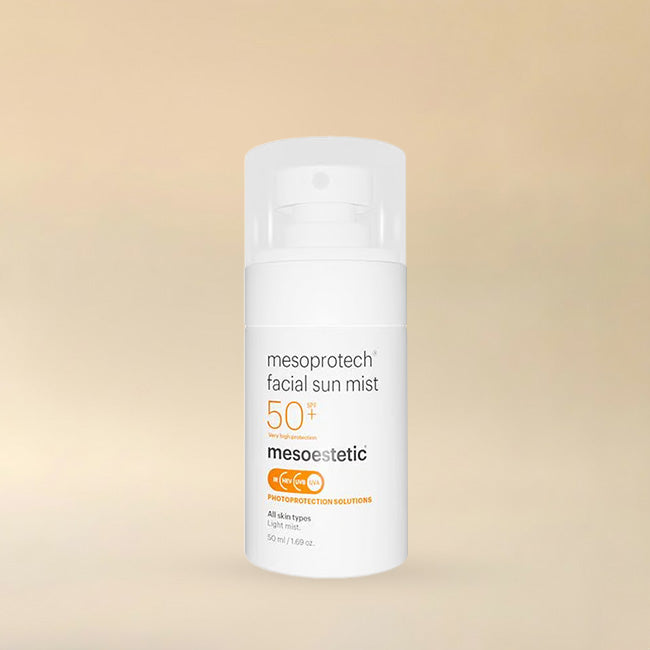 Mesoestetic Mesoprotech Facial Sun Mist — ochranná mlha s UVA a UVB filtrem na obličej