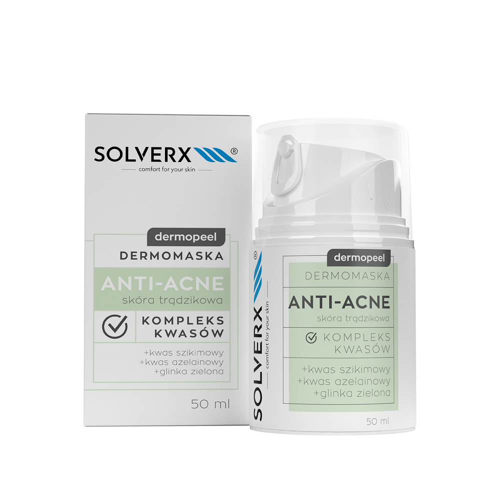 Solverx Dermopeel Anti-Acne-Maske für Aknehaut — Maske zur Reinigung fettiger Haut mit Unreinheiten