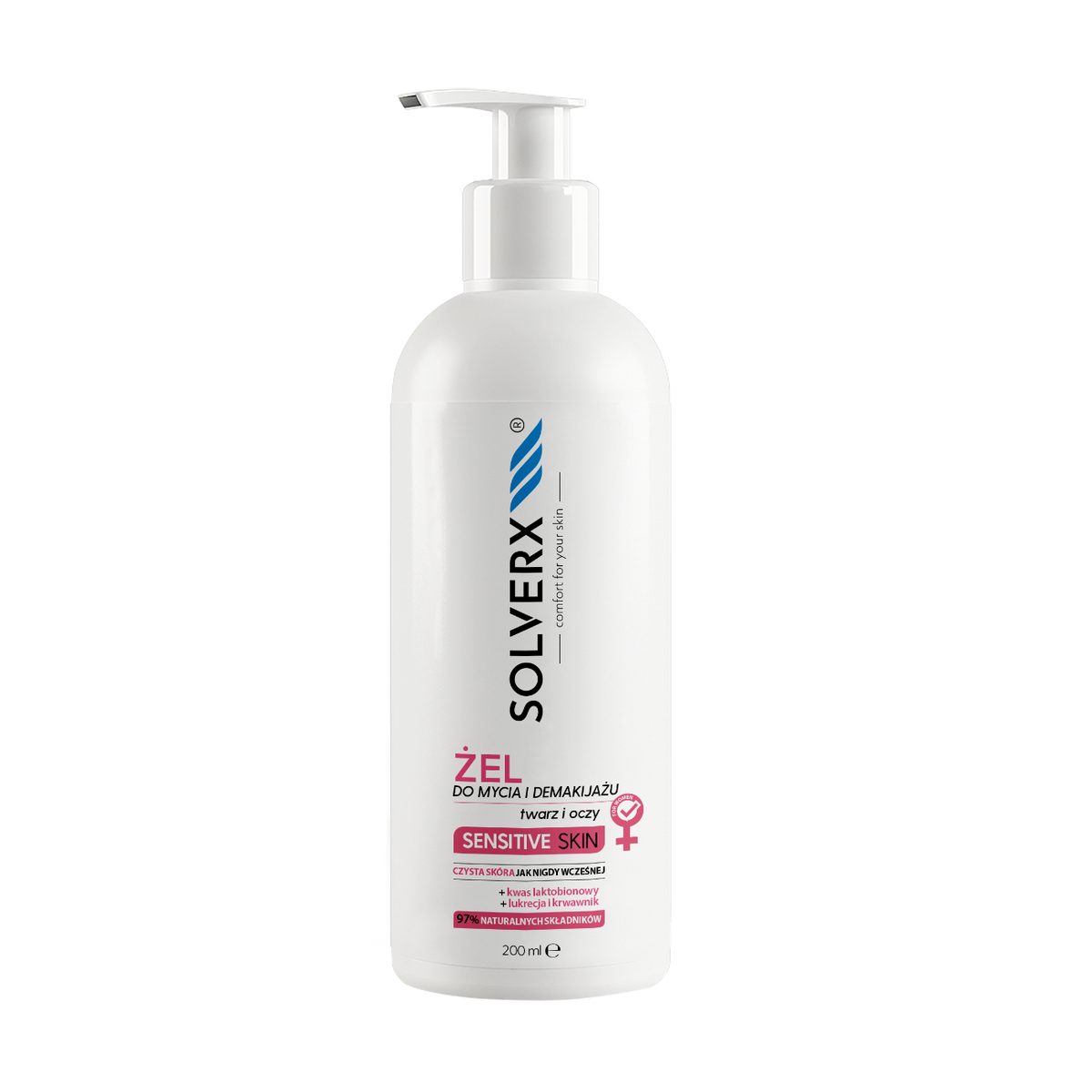 Solverx Sensitive Skin ansiktsrengöringsgel för känslig hud och hud med synliga kärl
