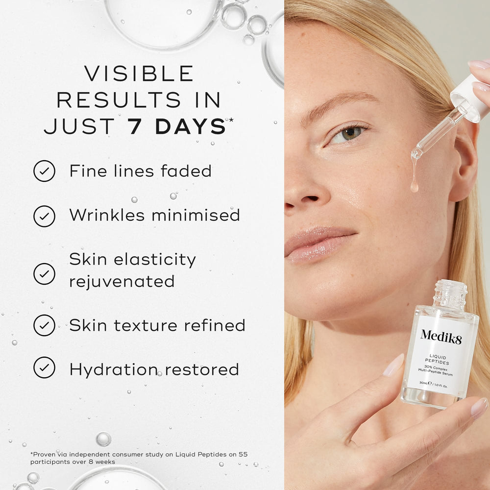 Medik8 Liquid Peptides — siero con complesso peptidico al 30% e acido ialuronico