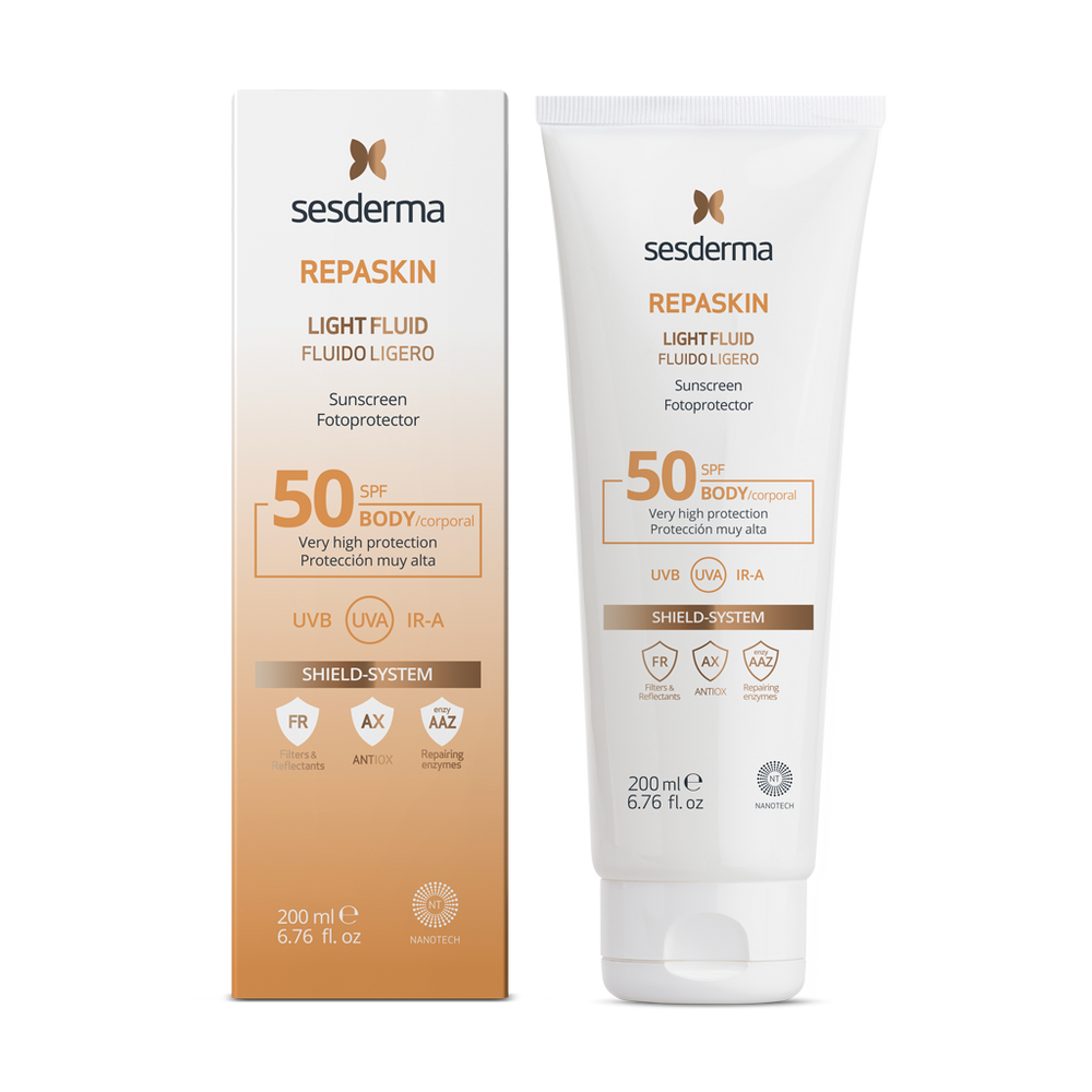 Sesderma Repaskin Light Fluid SPF50 200 ml — könnyű védőfluid testre