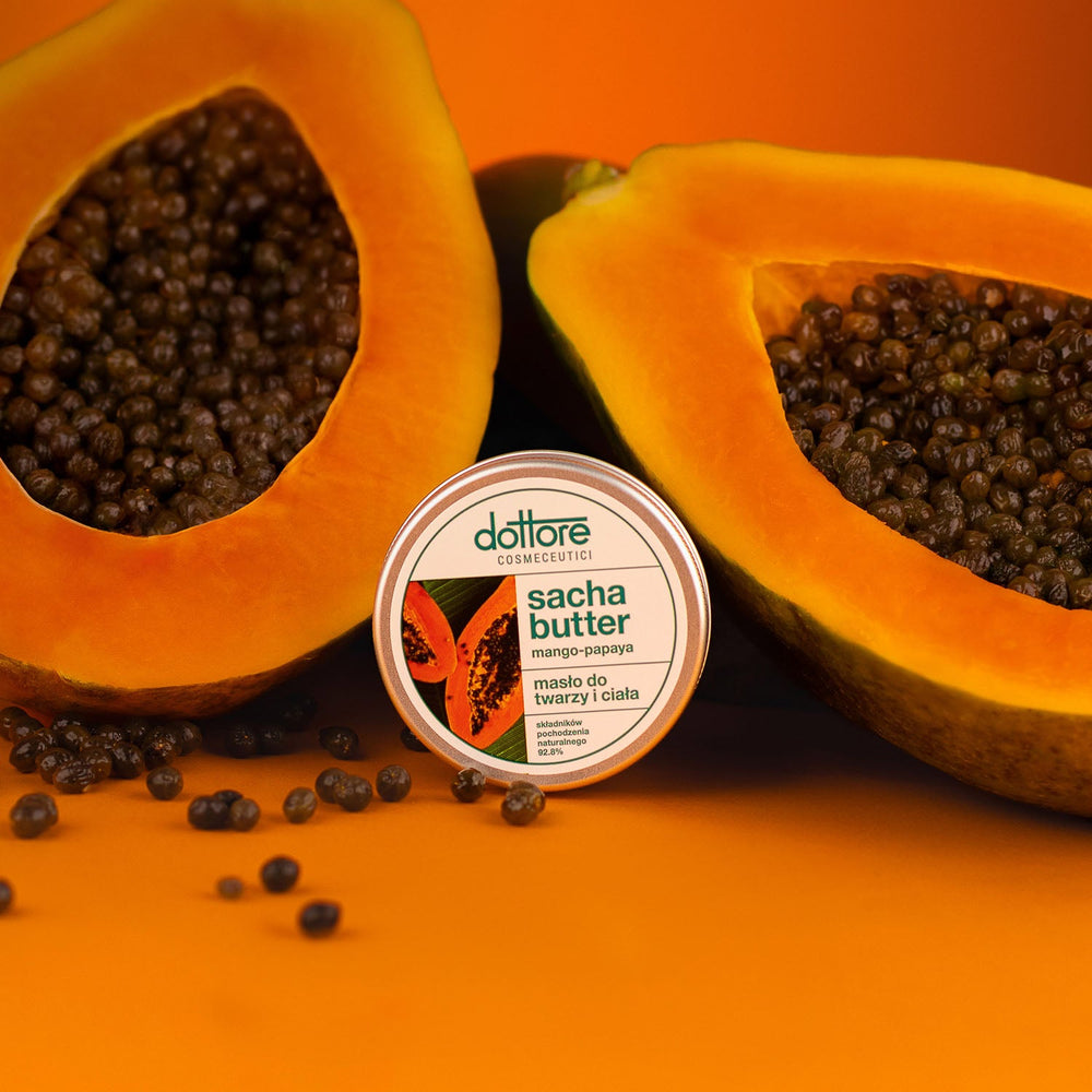Dottore Sacha Butter Mango-Papaya — burro per massaggio viso e corpo per pelle secca