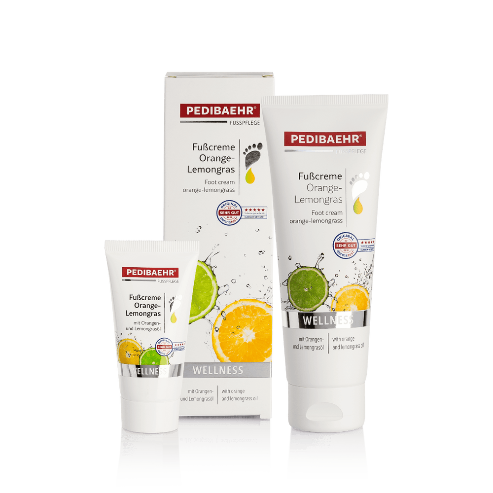 Pedibaehr Wellness crema rinfrescante per la pelle con arancia e citronella 500 ml — crema idratante per piedi e corpo per la pelle secca