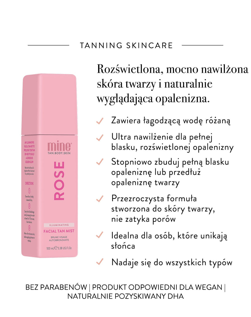 MineTan Rose — Lystergivande Självbrunande Ansiktsmist 100 ml