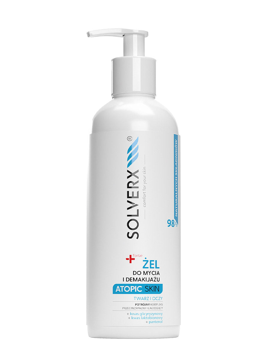 Solverx Atopic Skin Rengöringsgel och sminkborttagning för ansikte och ögon
