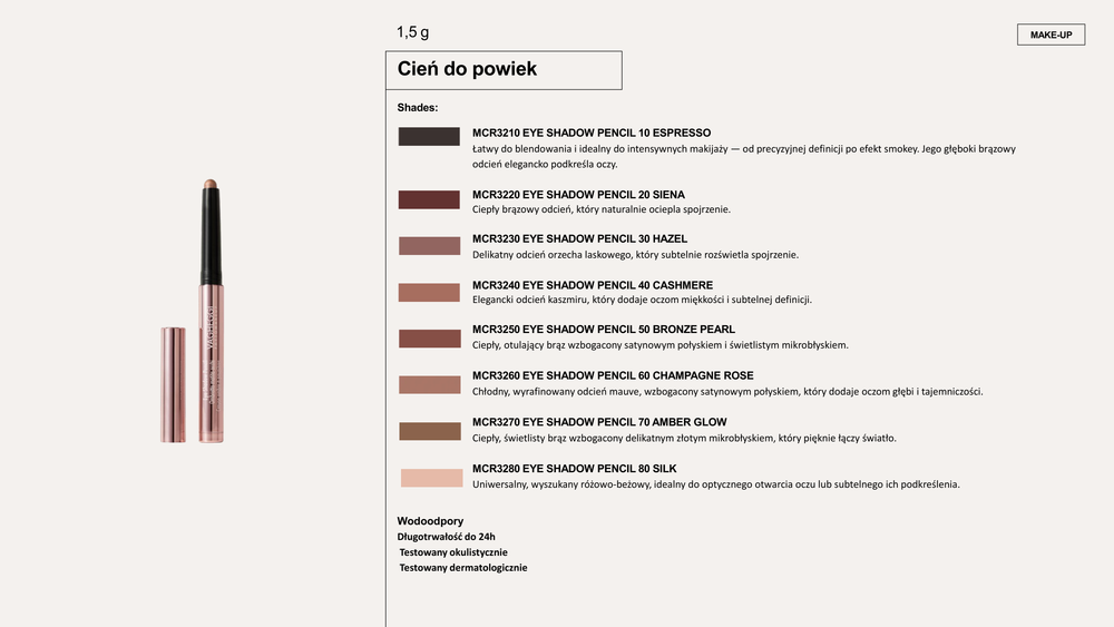 Vagheggi Eye Shadow Pencil — krémes szemhéjceruza 1,5 g, 8 árnyalatban