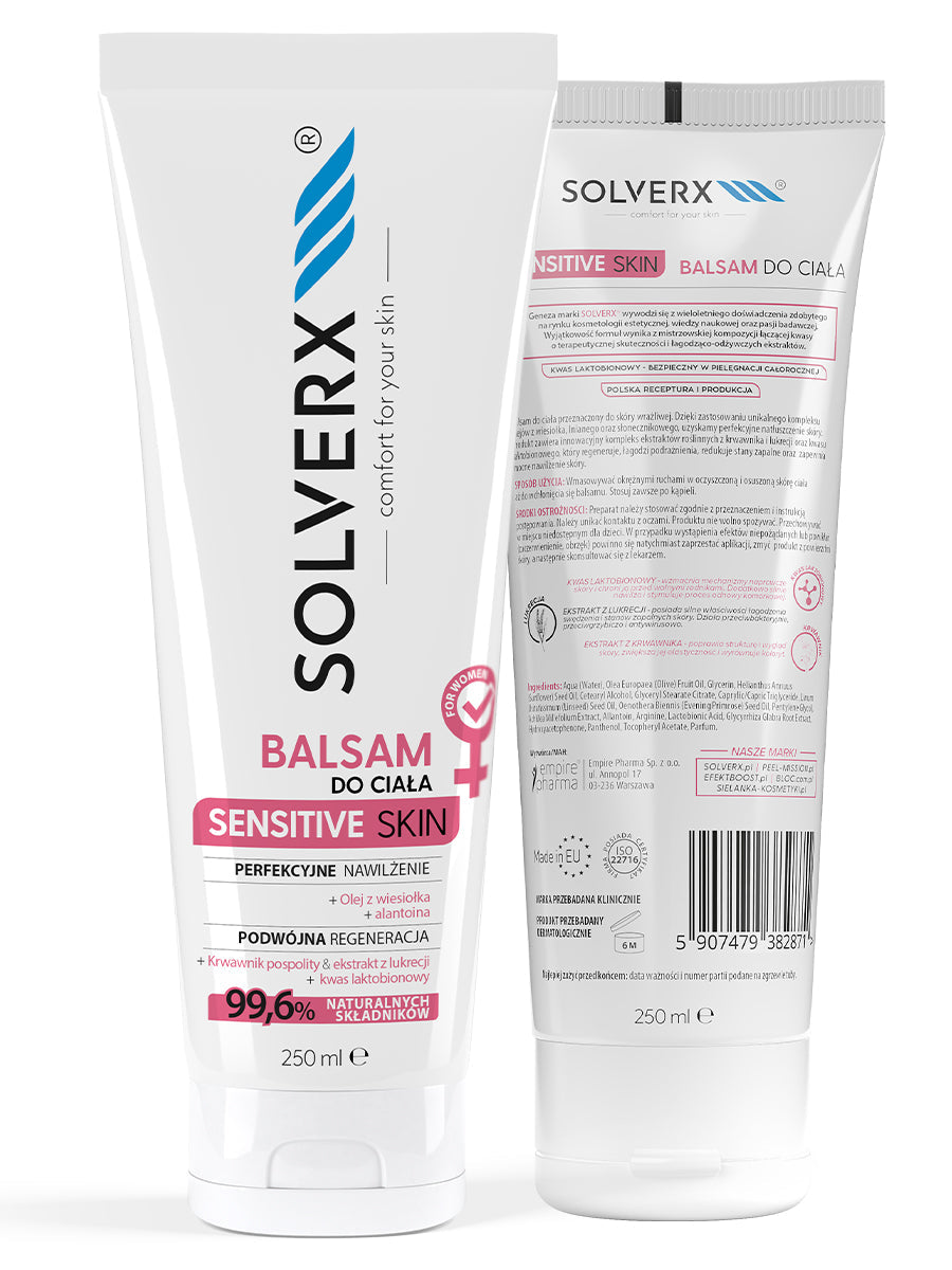 Solverx Sensitive Skin Woman Balsam de corp 250 ml — balsam hidratant pentru pielea sensibilă de pe corp